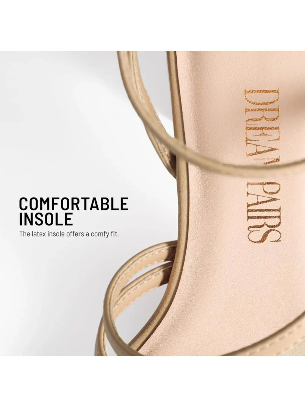 Dream Pairs Women's Nude Open Toe Sleek Straps Chunky Block Heel Sandals